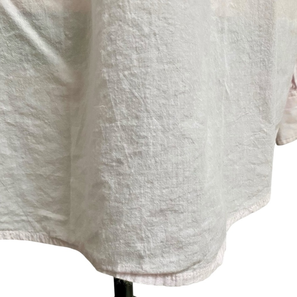 Free People Blush Pink Metallic Trim Cotton Button Down Blouse L Boho Top - Picture 12 of 16